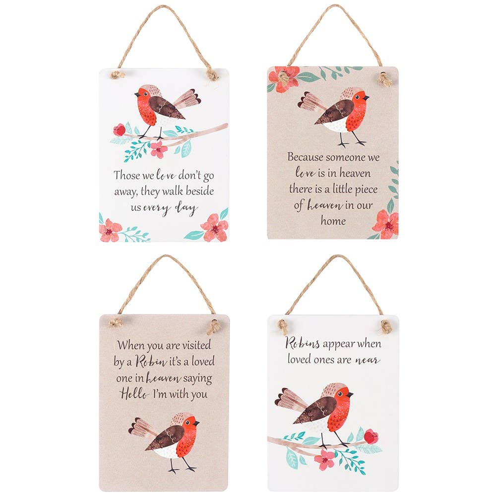 Wooden Robin Memorial Sentiment Hanging MDF Plaque – Choice of 4 Designs | Buy Online from The Home Crafters