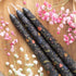 Set of 3 Black Folk Floral Print Taper Candles