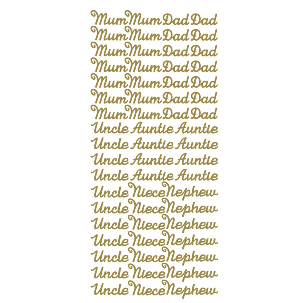 Family Members Mum/Dad/Auntie/Uncle/Nephew/Niece PeelOff Stickers | Buy Online from The Home Crafters