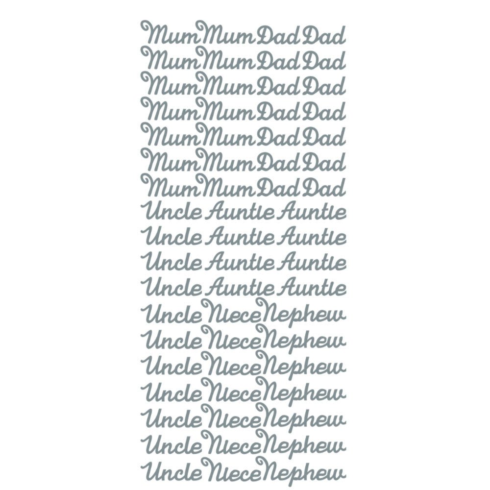 Family Members Mum/Dad/Auntie/Uncle/Nephew/Niece PeelOff Stickers | Buy Online from The Home Crafters