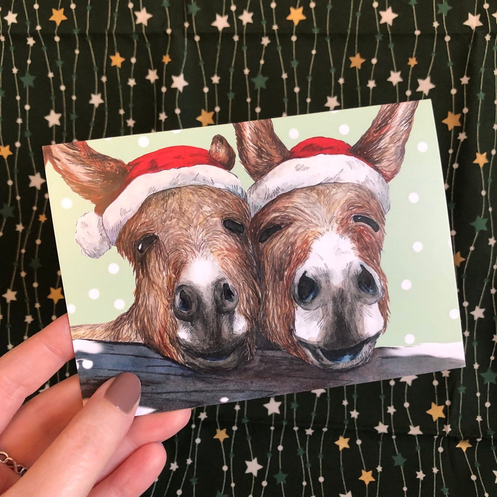 Handmade Christmas Card - Festive Donkeys | Buy Online from The Home Crafters