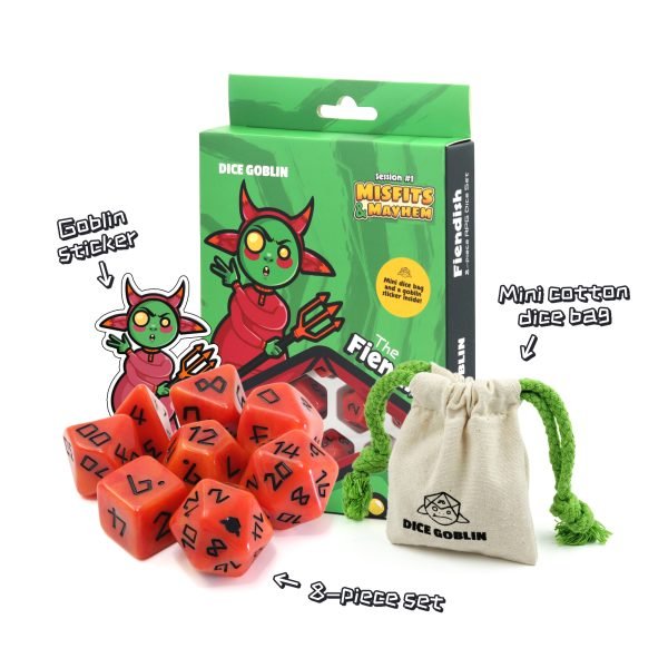 Dice Goblin 8 - piece RPG dice set - The Fiendish | Buy Online from The Home Crafters