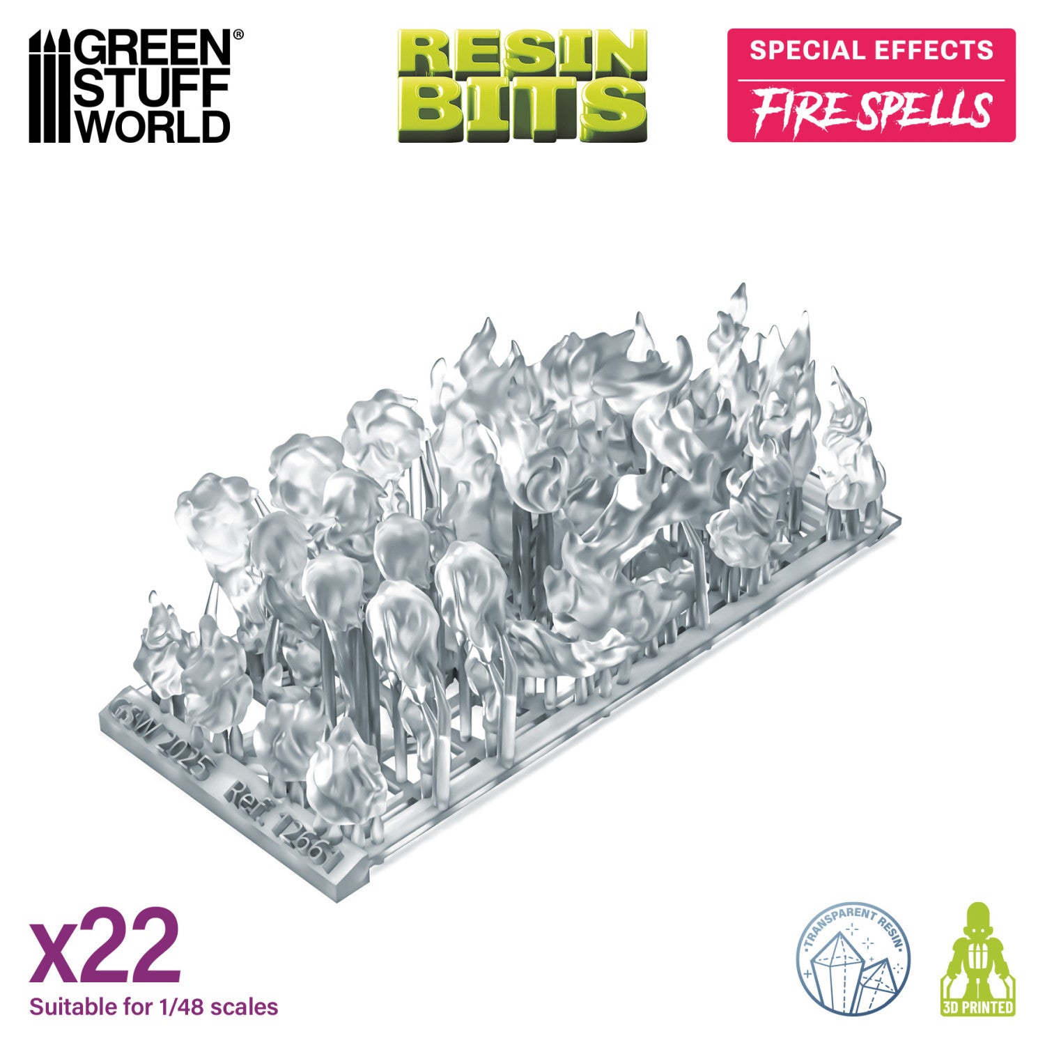 Resin Bits: Special Effects - 1:48-1:35 Fire Spells - 22pc | Buy Online from The Home Crafters