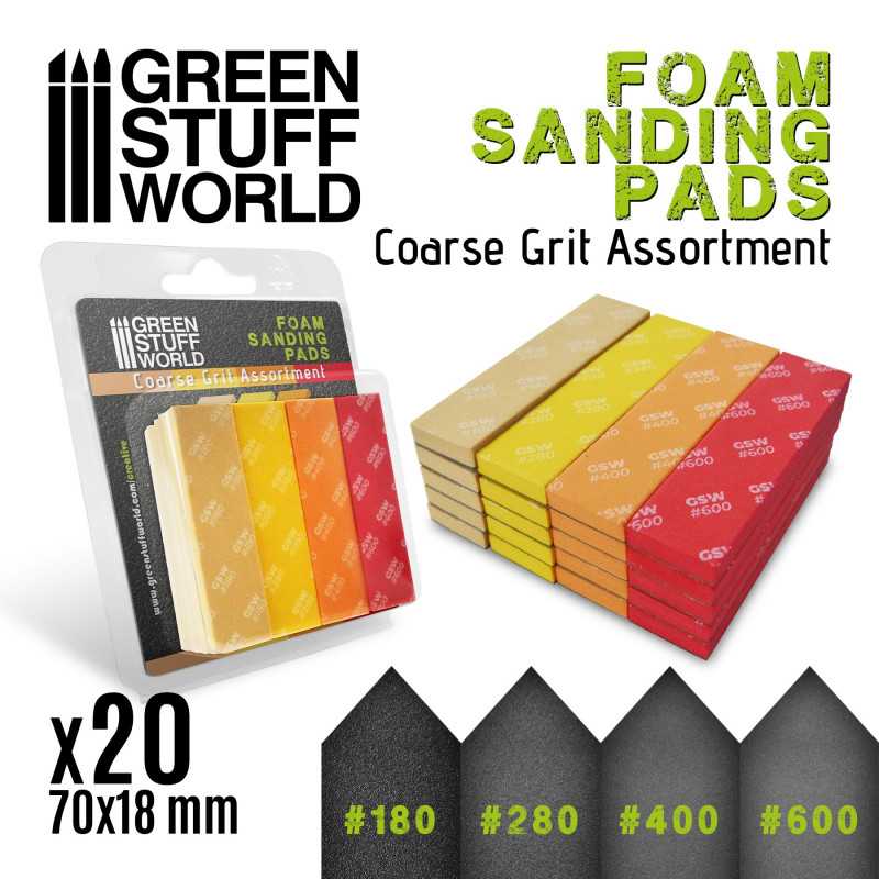 Green Stuff World: Assorted Coarse Grit Foam Sanding Pads - 20pk | Buy Online from The Home Crafters