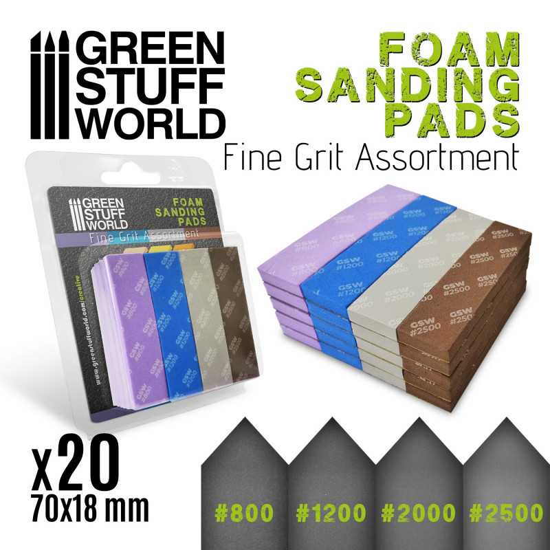 Green Stuff World: Assorted Fine Grit Foam Sanding Pads - 20pk
