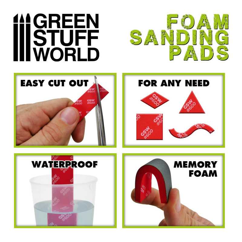 Green Stuff World: Assorted Fine Grit Foam Sanding Pads - 20pk