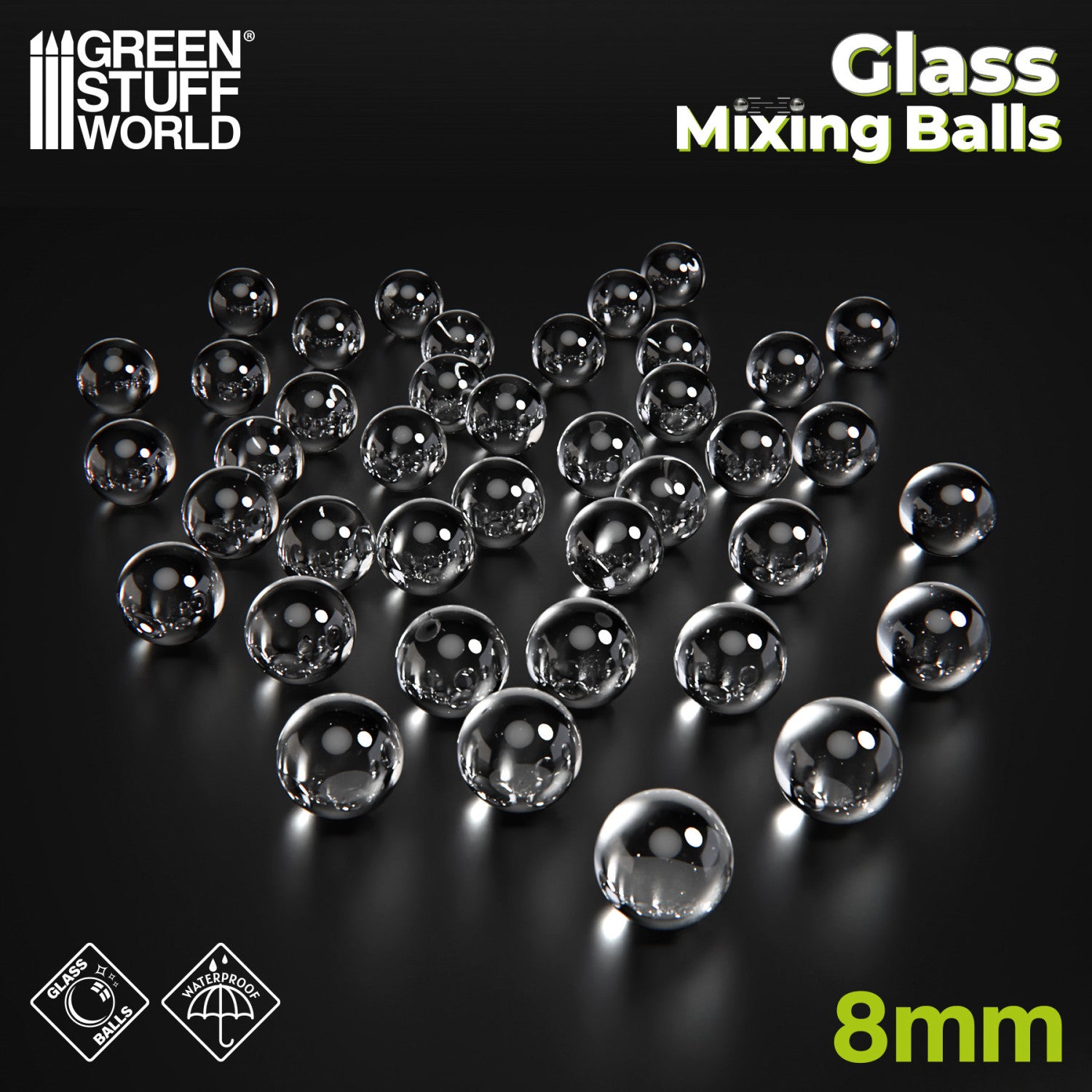 Glass Paint Mixing Balls: 8mm - 40pc | Buy Online from The Home Crafters