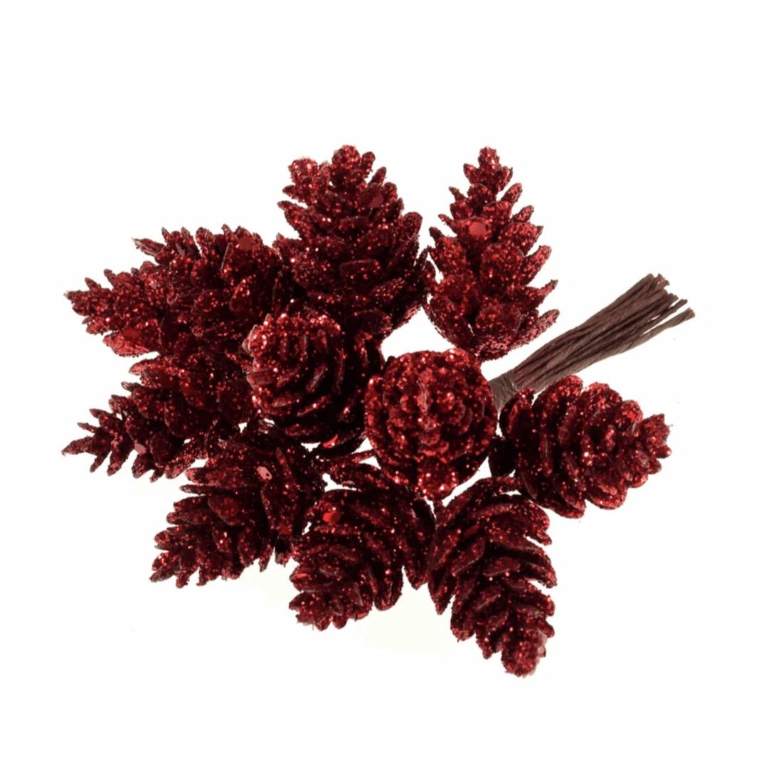 Glitter Pinecones on Wire: 12 Stems | Buy Online from The Home Crafters