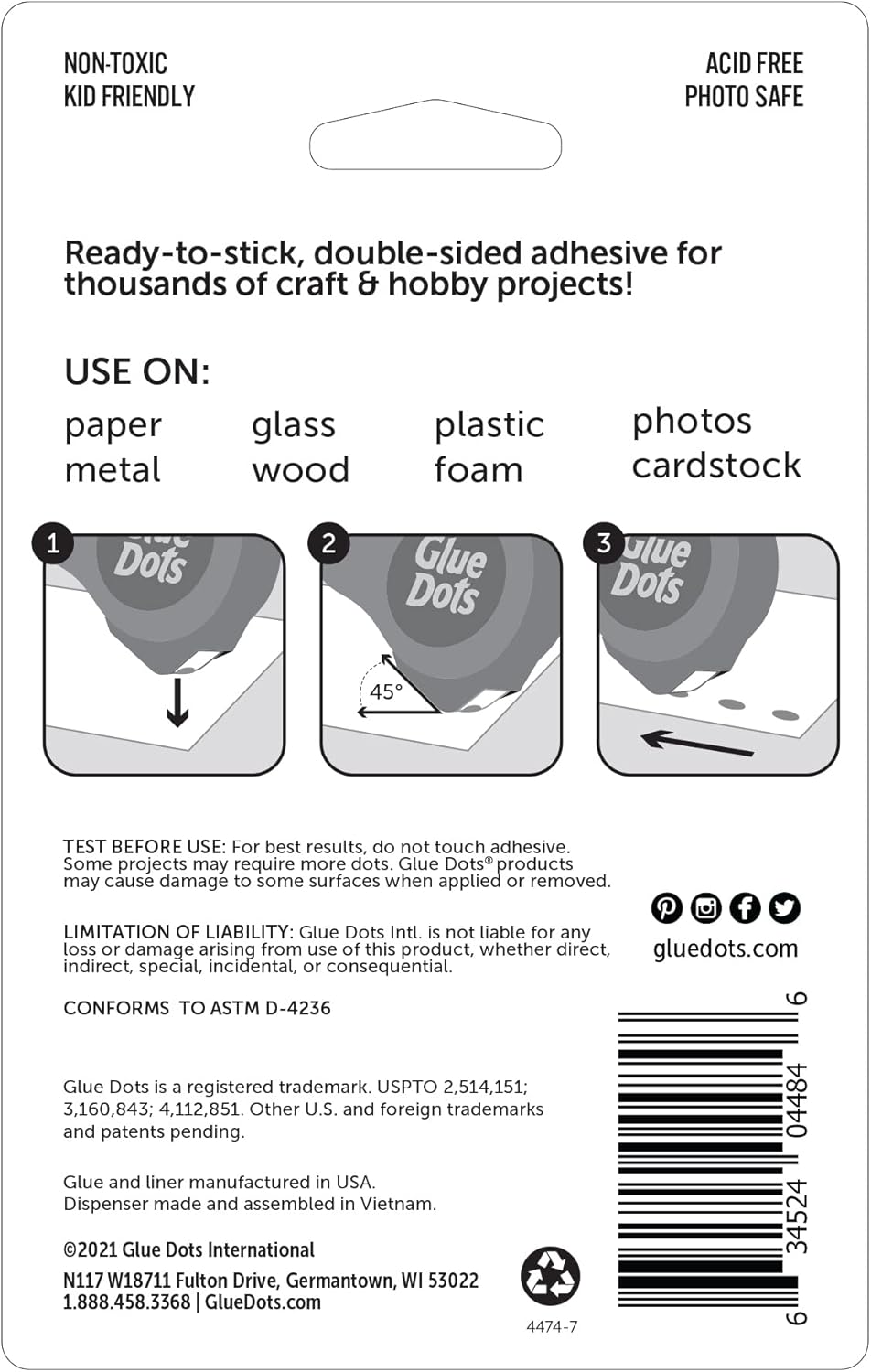 Glue Dots Permanent Dot N’ Go Craft Dispenser - 200 x 10mm | Buy Online from The Home Crafters