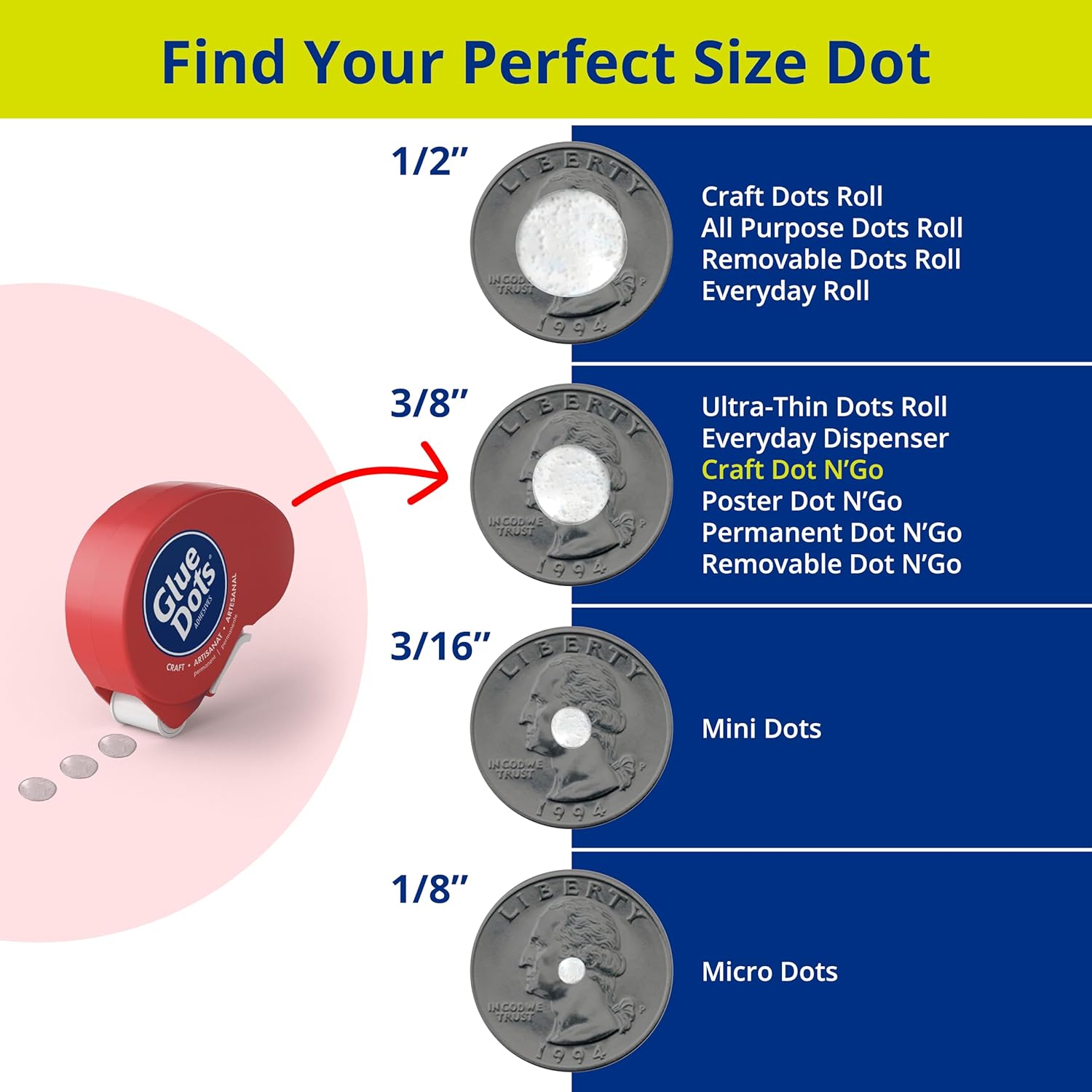 Glue Dots Permanent Dot N’ Go Craft Dispenser - 200 x 10mm | Buy Online from The Home Crafters