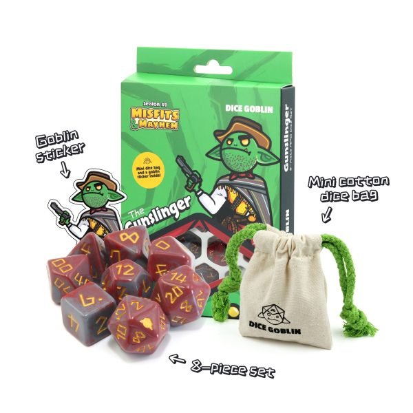 Dice Goblin 8 - piece RPG dice set - The Gunslinger | Buy Online from The Home Crafters