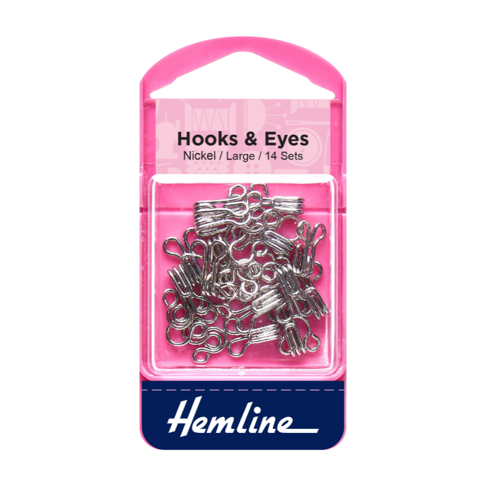 Hemline Hooks & Eyes: Nickel Coated - various sizes