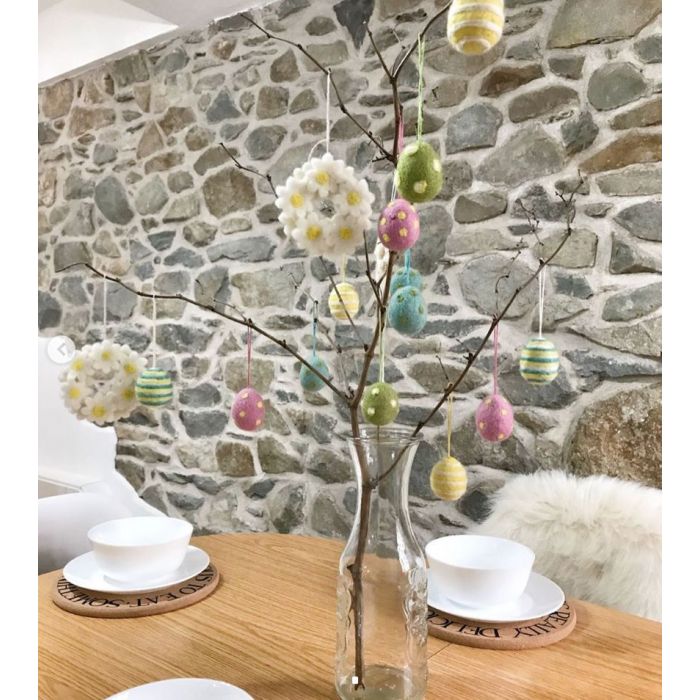 Handmade Needle Felt Easter Eggs (Set of 5) Hanging Easter Decoration