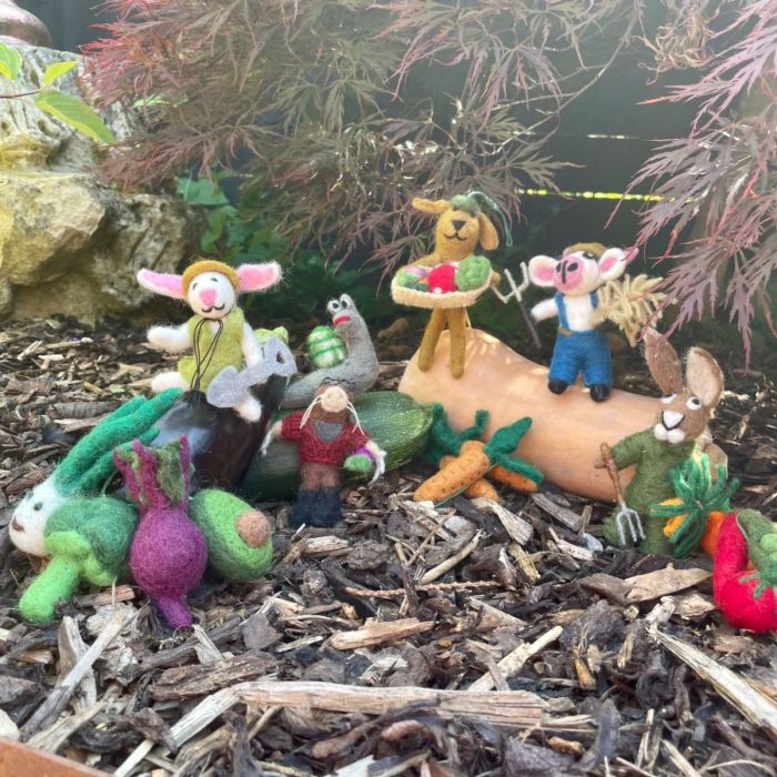 Handmade Needle Felt Dom the Gardening Dog Hanging Decoration