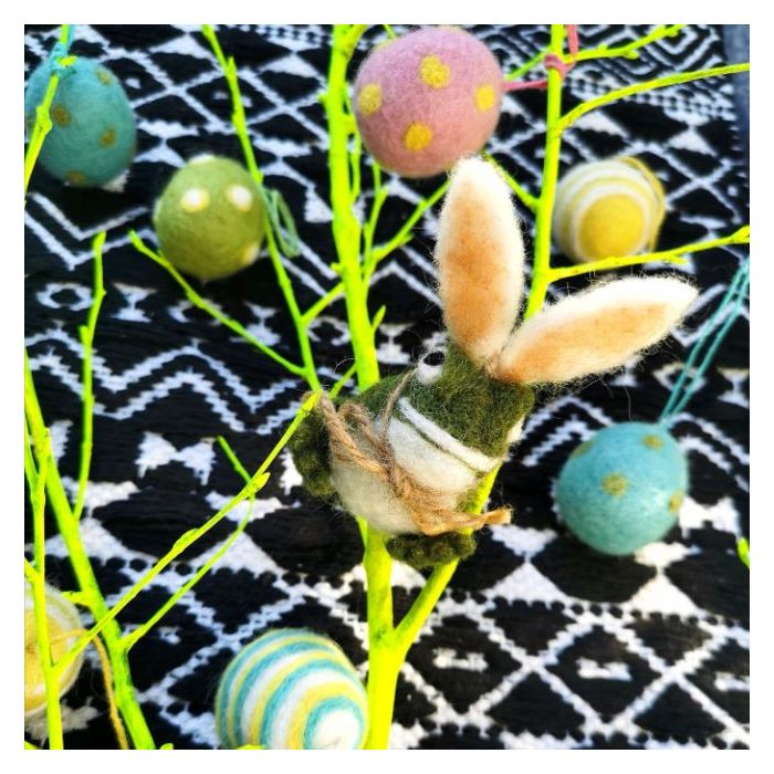 Handmade Needle Felt Easter Eggs (Set of 5) Hanging Easter Decoration