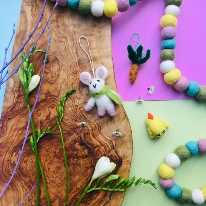 Handmade Needle Felt Easter Trio Hanging Decorations
