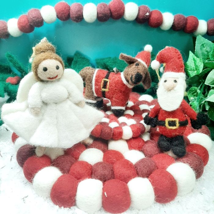 Handmade Needle Felt Hanging Christmas Decoration - Festive Favourites (each)