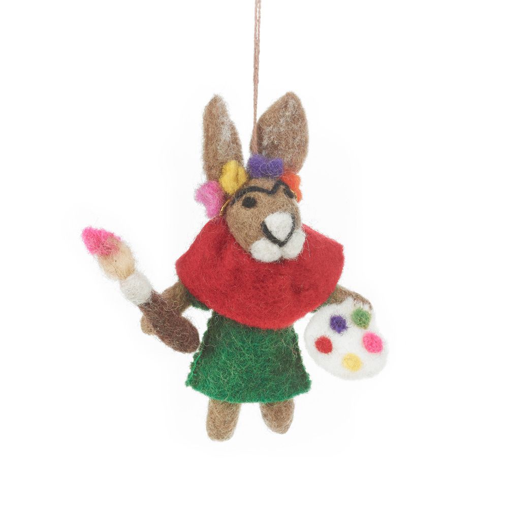 Handmade Felt Frida Khalo Hare Hanging Decoration | Buy Online from The Home Crafters