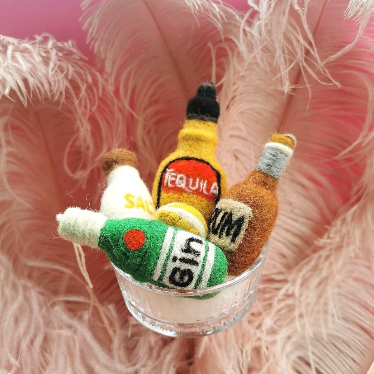 Handmade Needle Felt Bottle of Gin