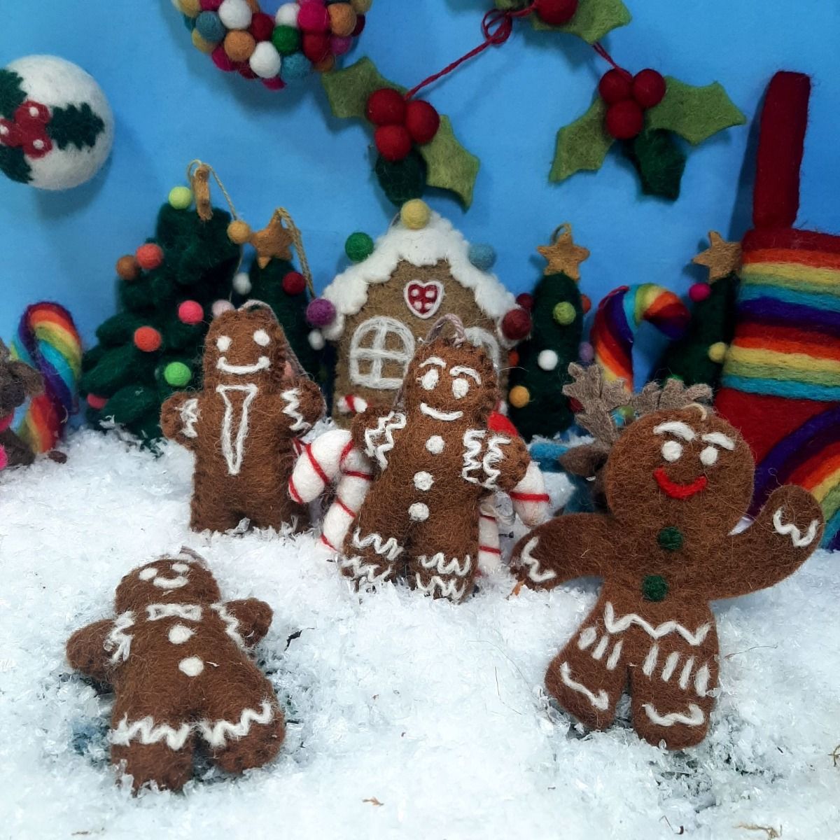 Handmade Felt Decoration - Jolly Gingerbread Man