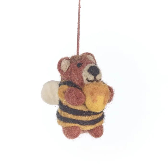 Handmade Felt Howie Honey Bee Bear Hanging Decoration