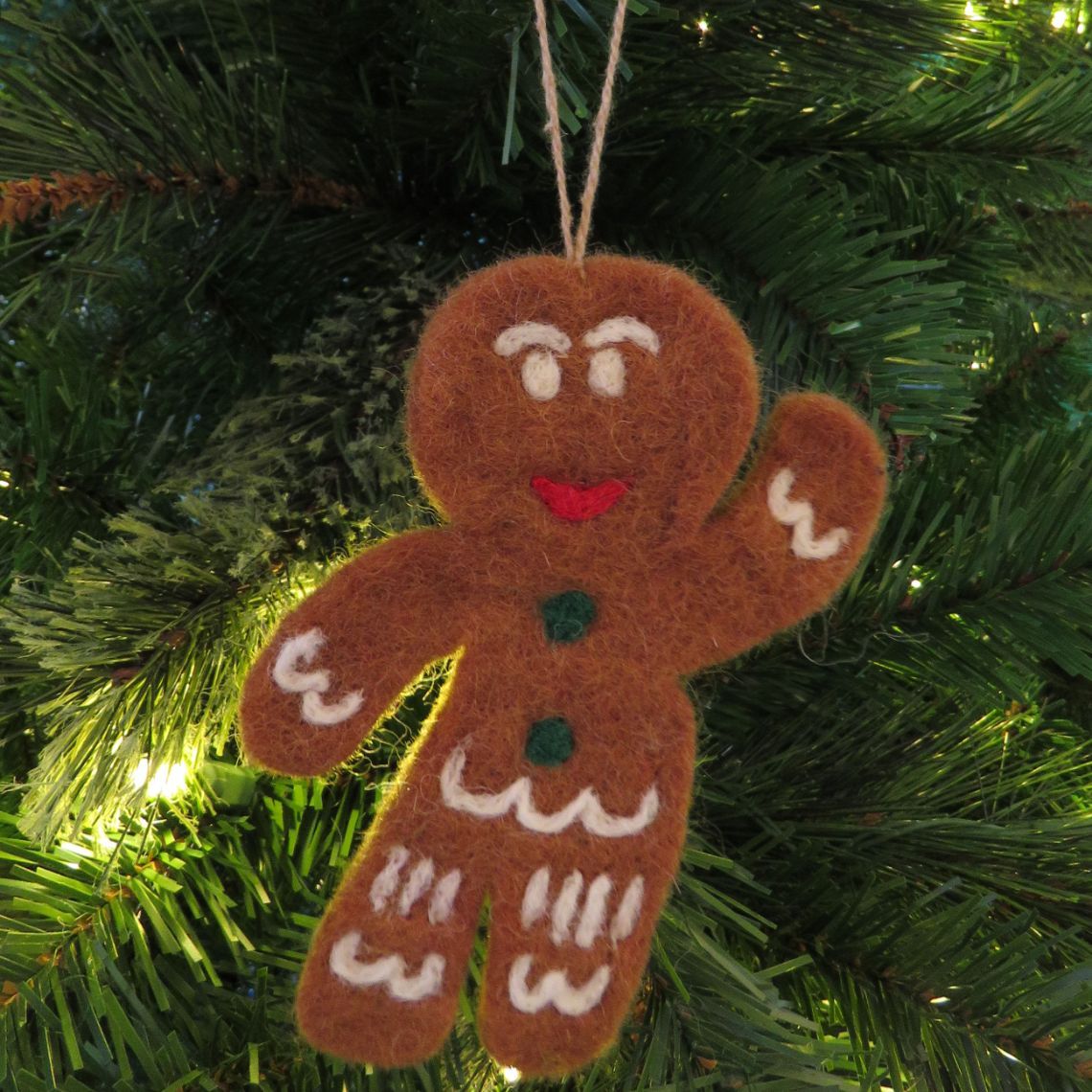 Handmade Felt Decoration - Jolly Gingerbread Man