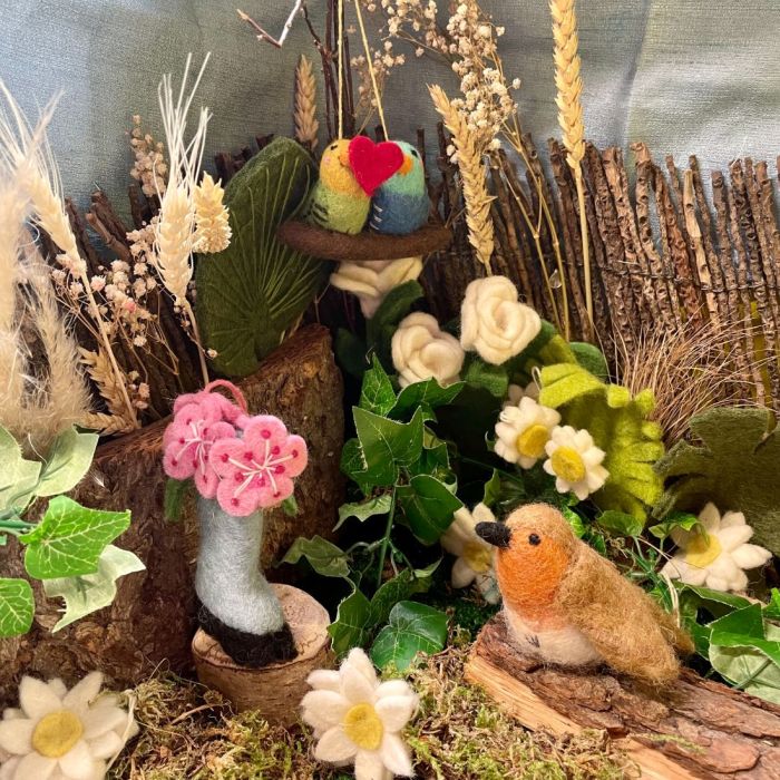 Handmade Felt Lovebirds Hanging Budgie Bird Hanging Decoration