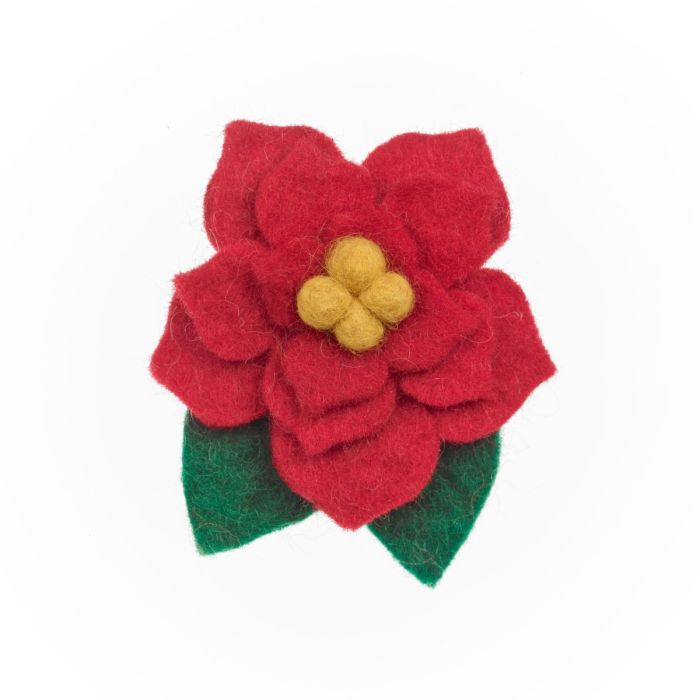 Handmade Needle Felt Festive Poinsettia Brooch