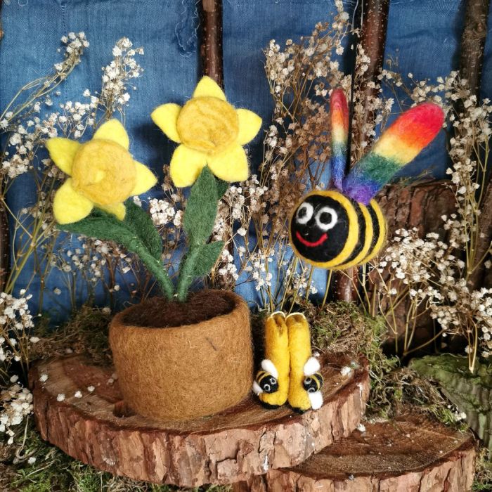 Handmade Felt Rainbow Bumblebee LGBT Pride Hanging Decoration