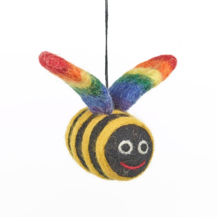 Handmade Felt Rainbow Bumblebee LGBT Pride Hanging Decoration