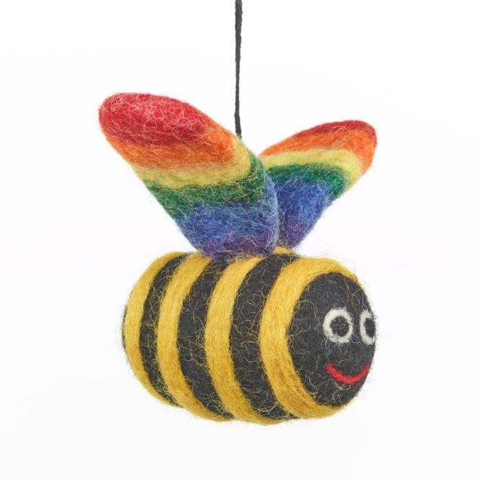 Handmade Felt Rainbow Bumblebee LGBT Pride Hanging Decoration