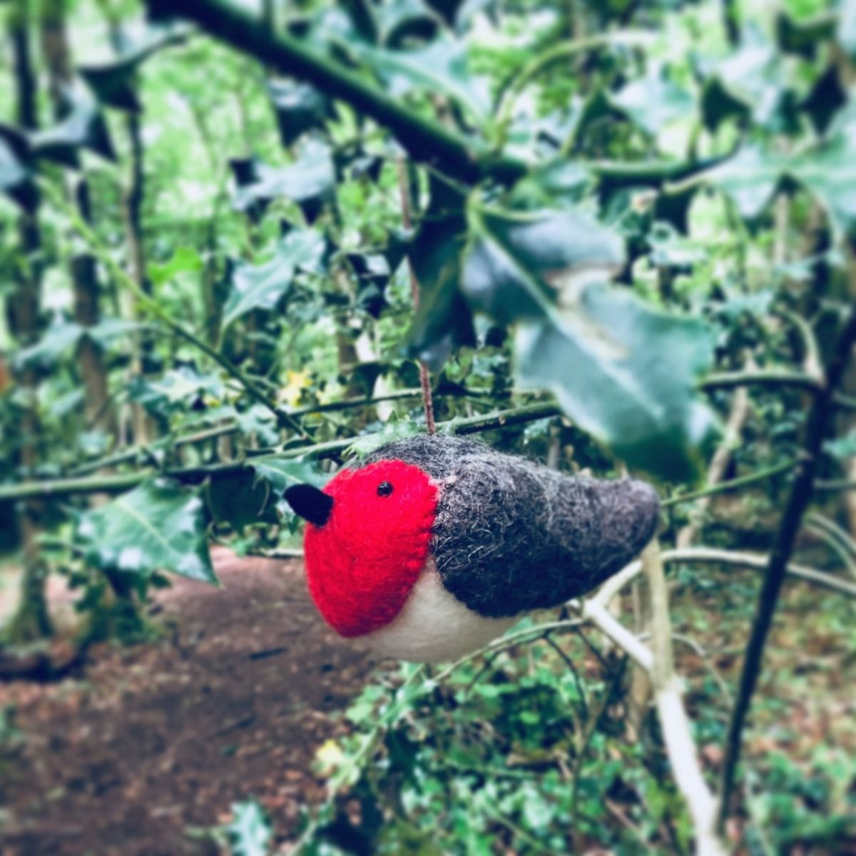 Handmade Needle Felt Hanging Christmas Decoration - Rosie Robin