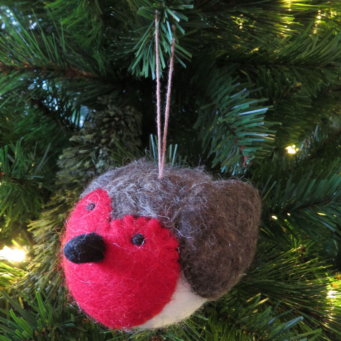 Handmade Needle Felt Hanging Christmas Decoration - Rosie Robin