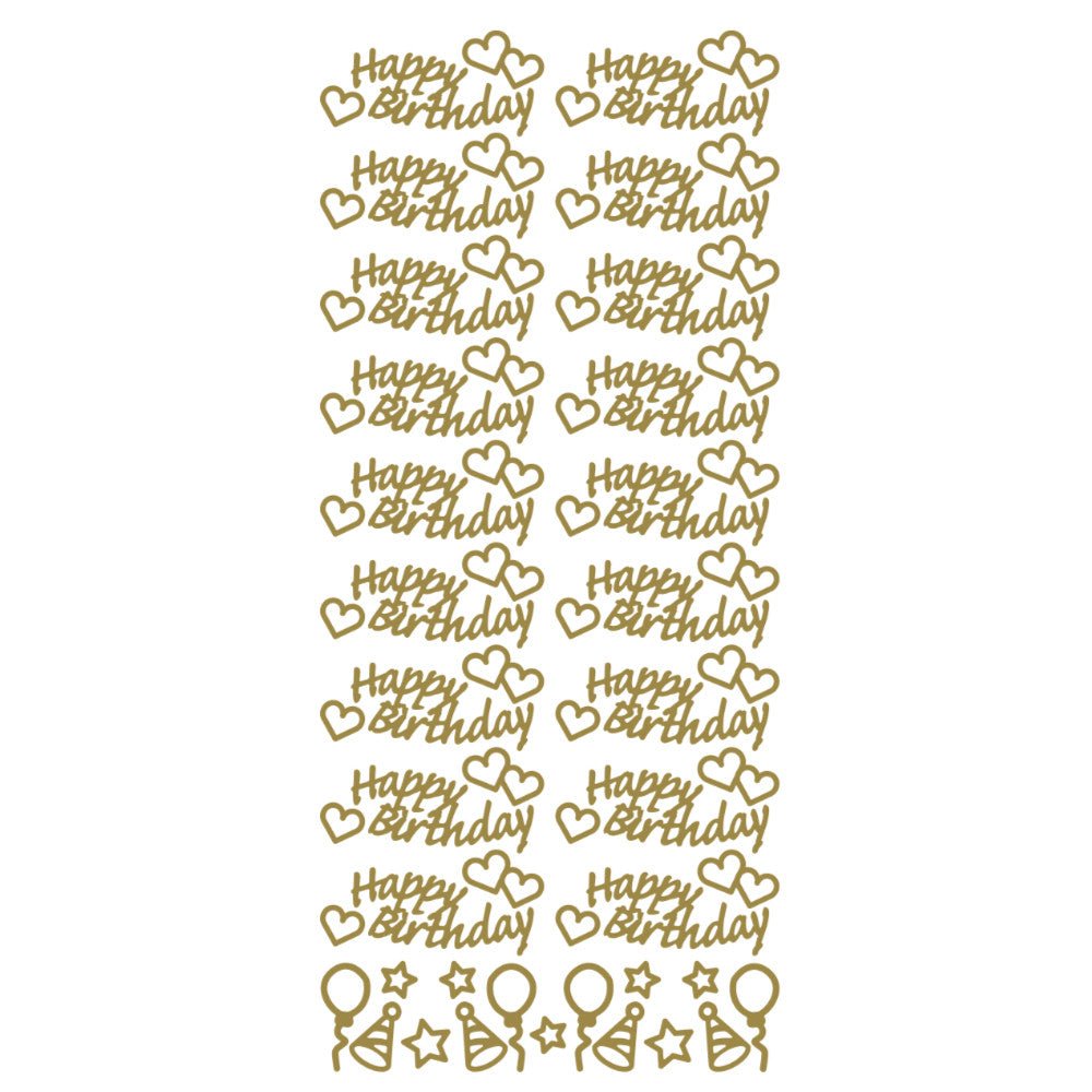 Happy Birthday Hearts Peeloff Stickers | Buy Online from The Home Crafters