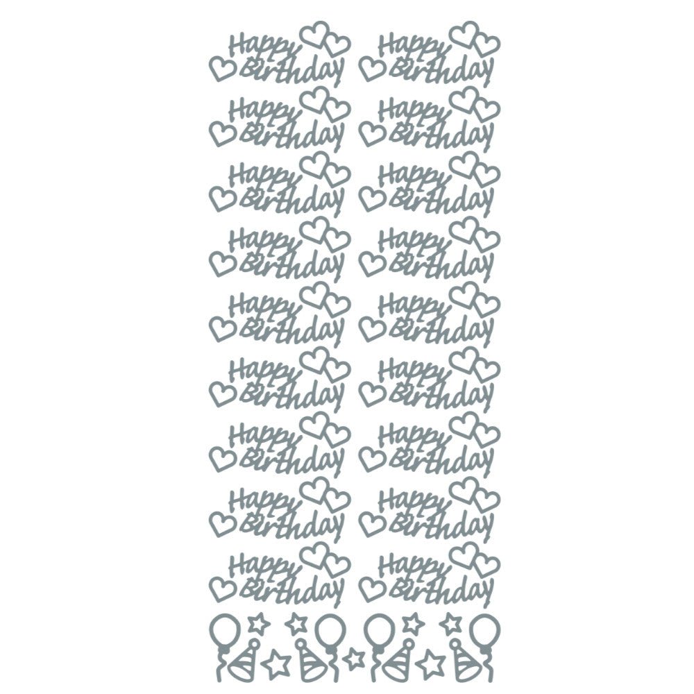 Happy Birthday Hearts Peeloff Stickers | Buy Online from The Home Crafters