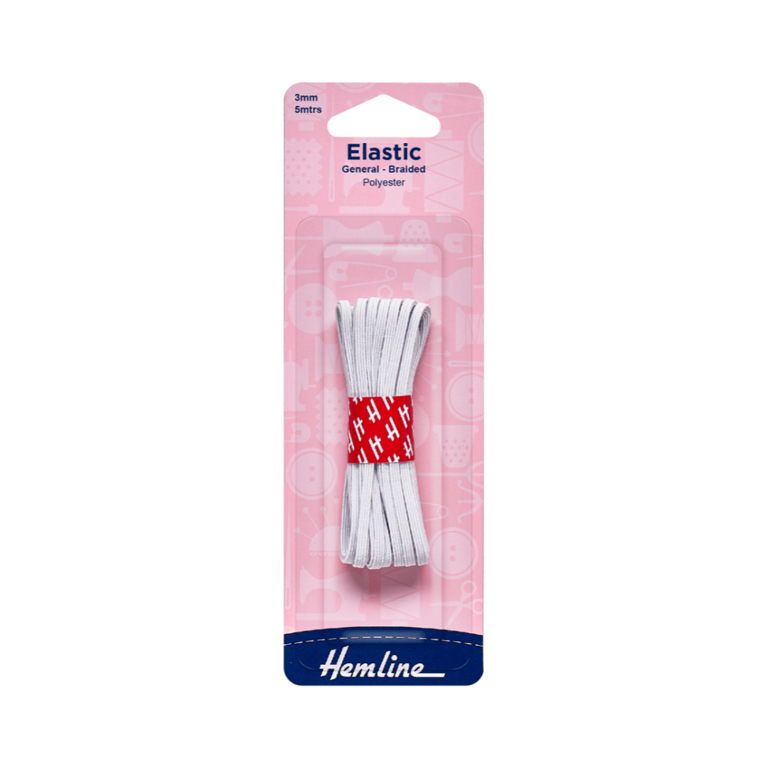 Hemline General Purpose Braided Elastic - 5m x 3mm | Buy Online from The Home Crafters