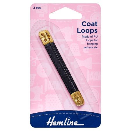 Hemline PU Leather Coat Loops: Black - 2pc | Buy Online from The Home Crafters