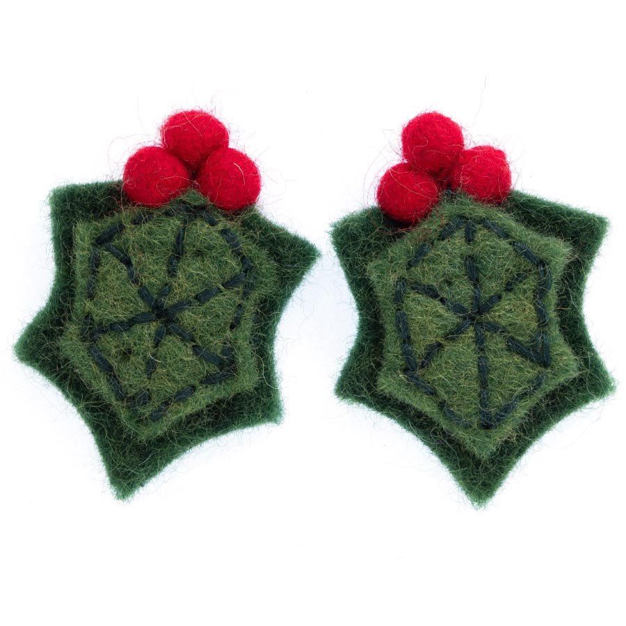 Needle Felt Holly Leaves - 2pc | Buy Online from The Home Crafters
