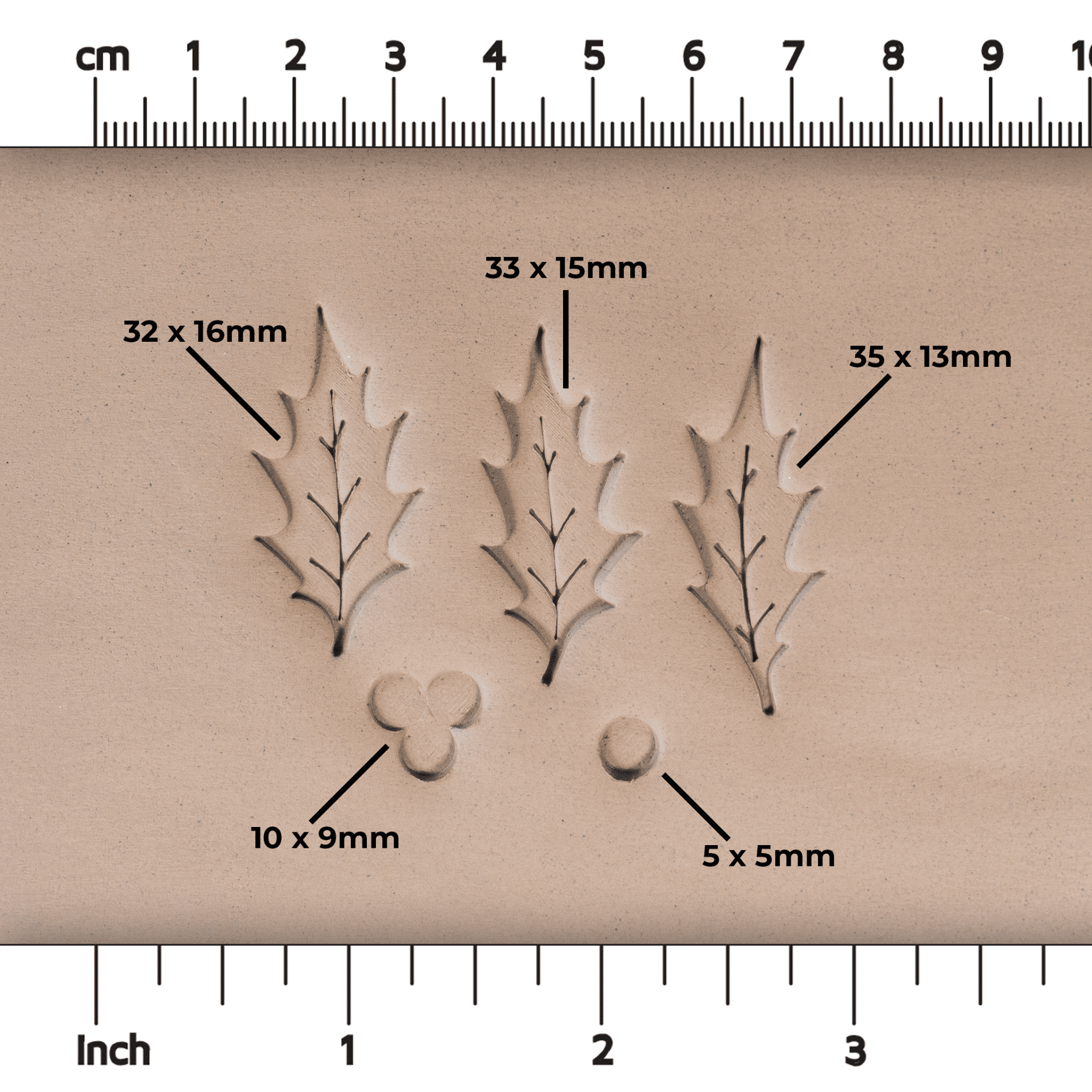 Holly Leaf & Berry Stamps - 3 Sizes | Buy Online from The Home Crafters