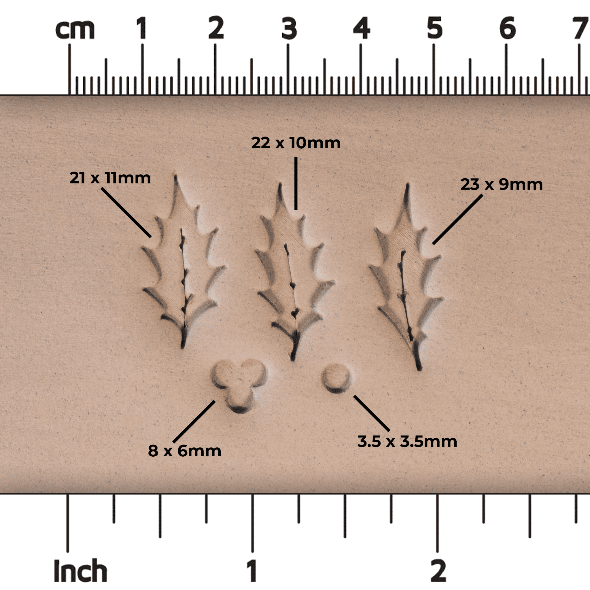 Holly Leaf & Berry Stamps - 3 Sizes | Buy Online from The Home Crafters