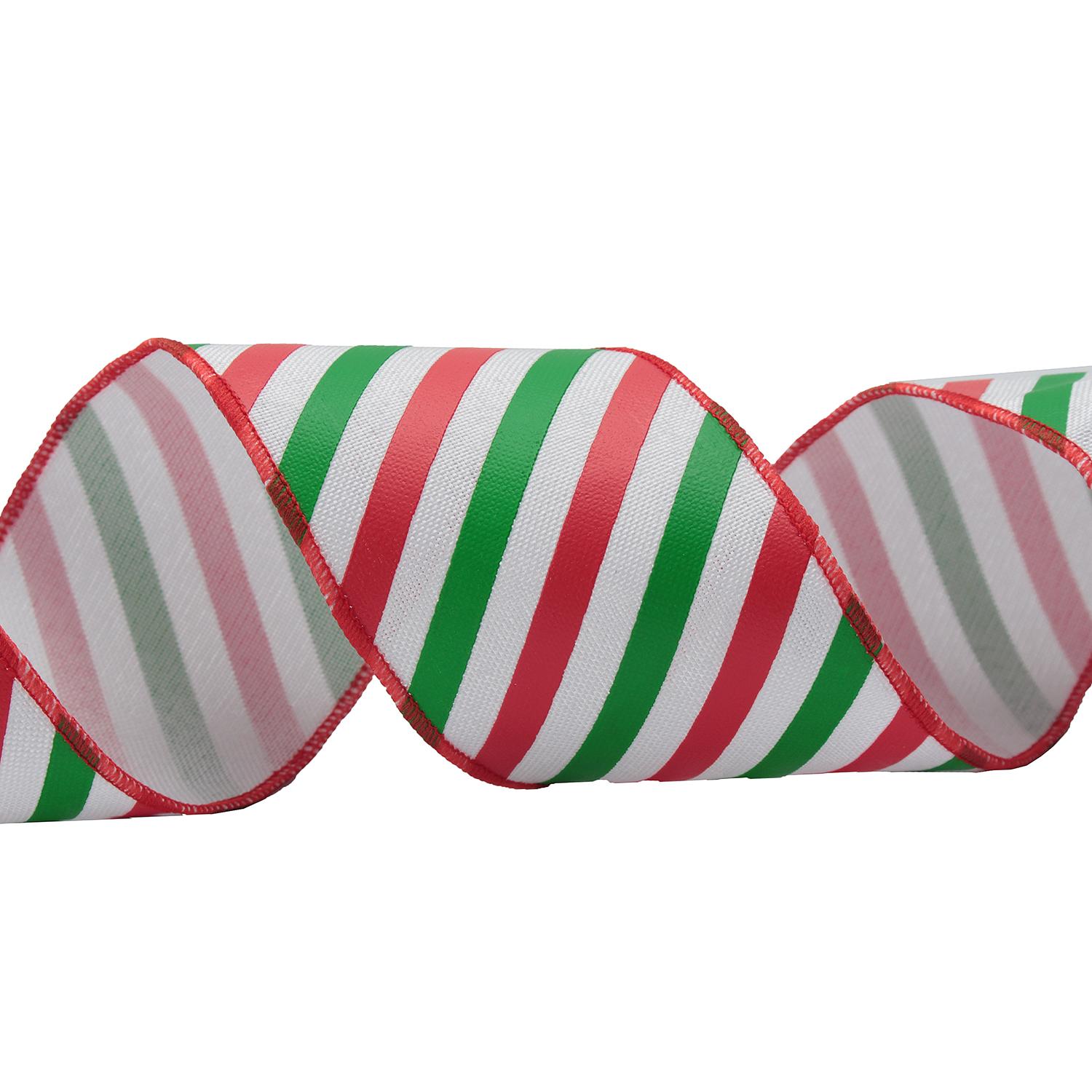 Wire Edge Ribbon: 63mm: Candy Stripe (per metre)