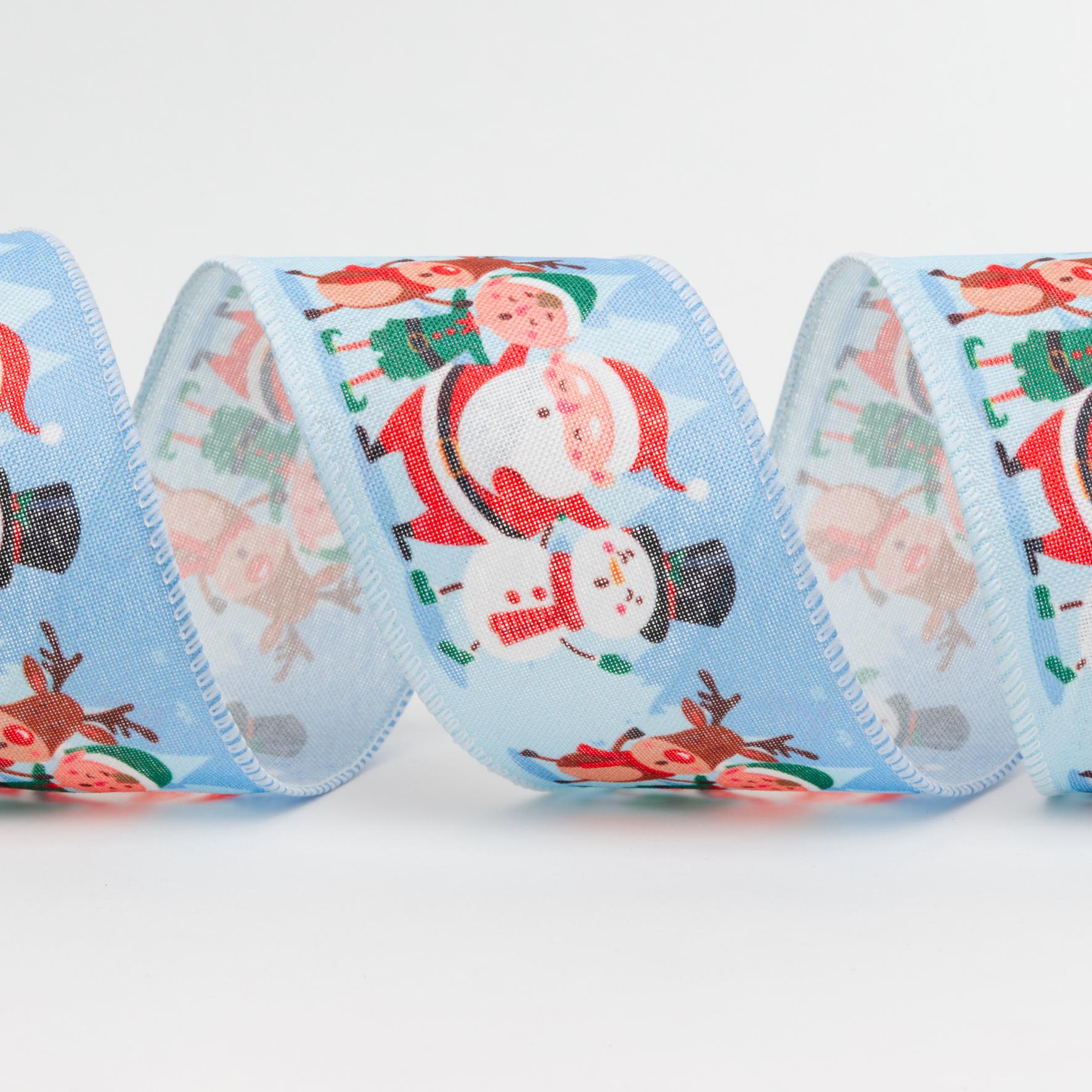 Wire Edge Ribbon: 63mm: Christmas Characters (per metre)