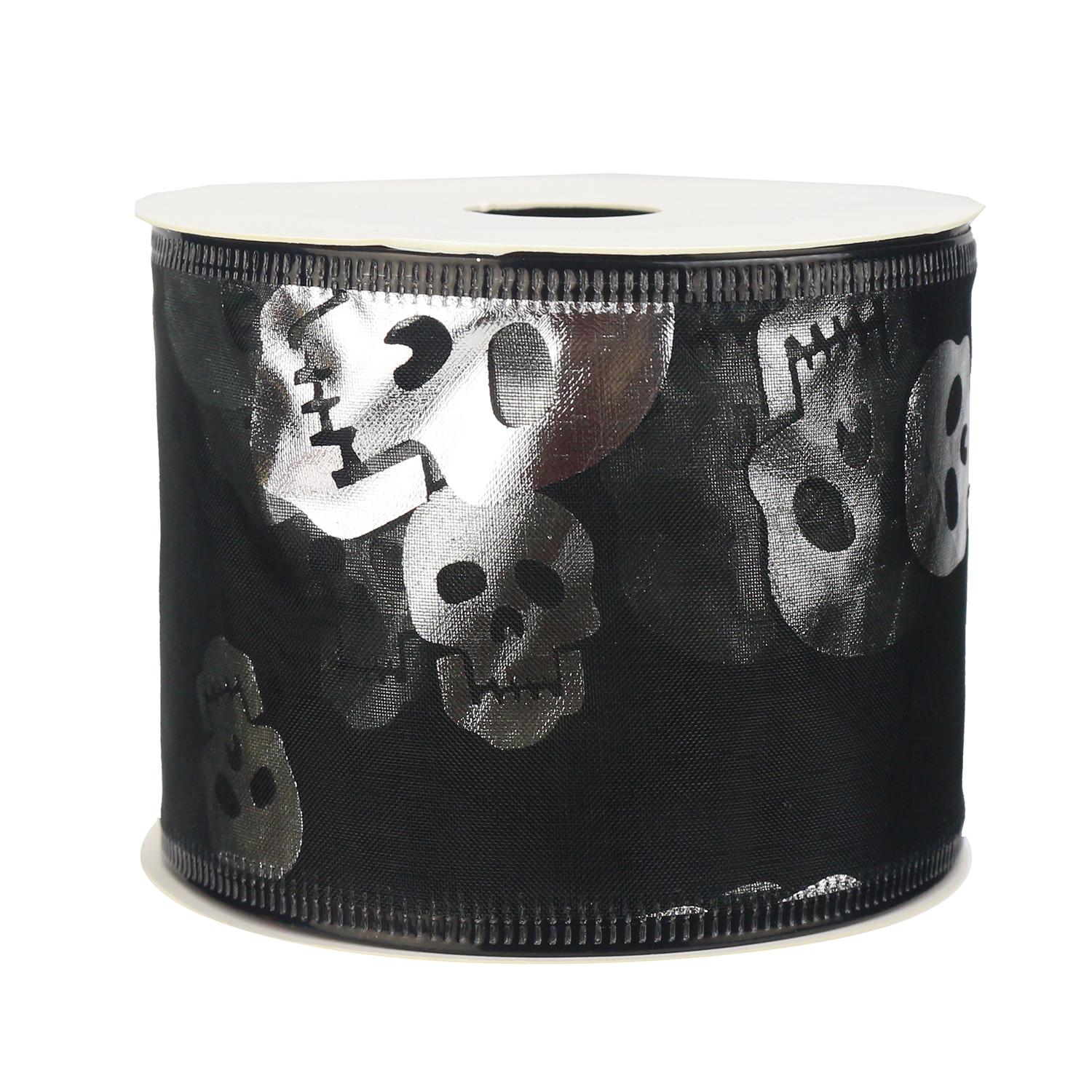 Wire Edge Ribbon: 63mm: Skull (per metre)