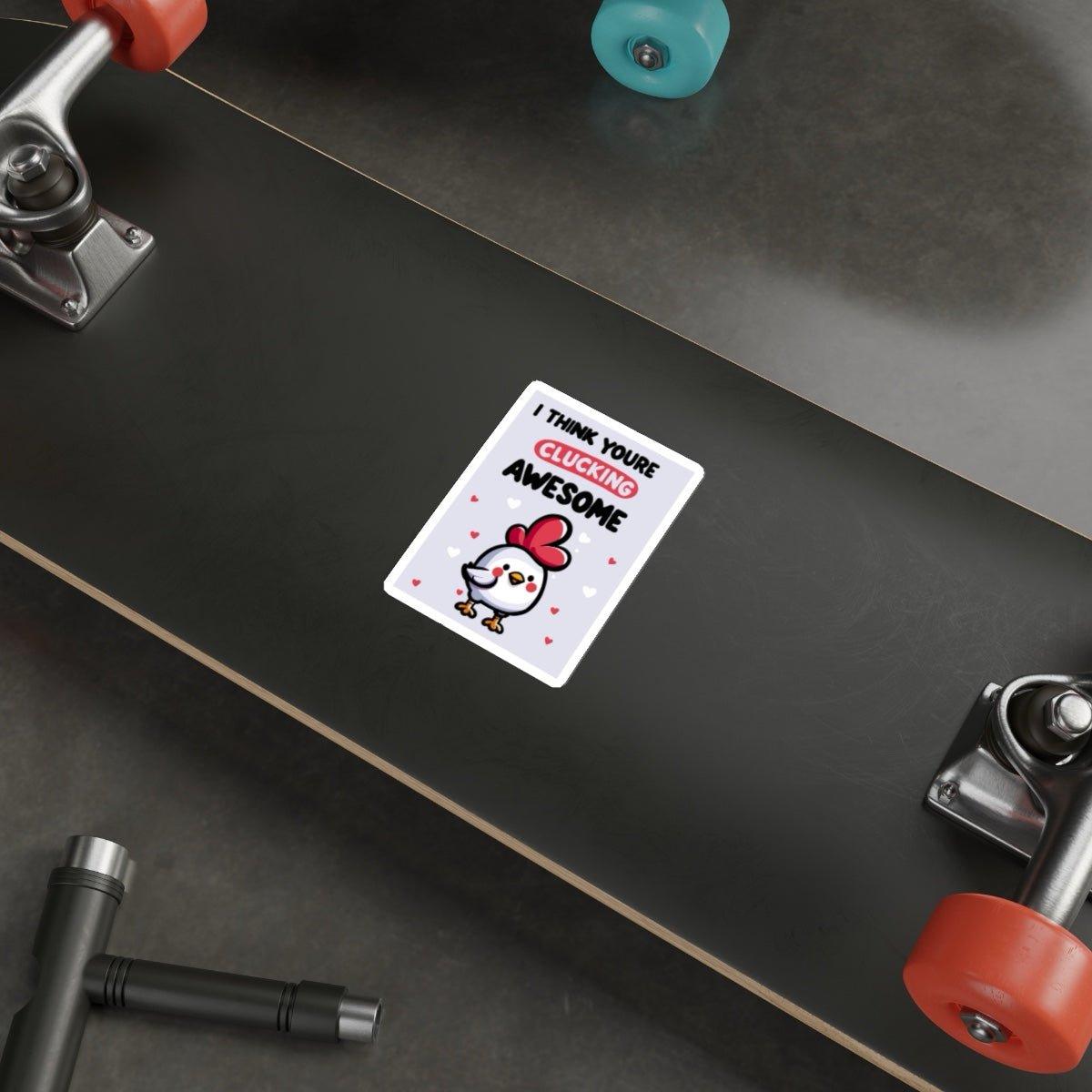 Clucking Awesome Chicken Sticker | Funny Pun Vinyl Decal | Buy Online from The Home Crafters