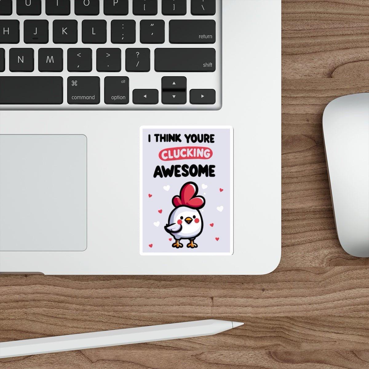 Clucking Awesome Chicken Sticker | Funny Pun Vinyl Decal | Buy Online from The Home Crafters