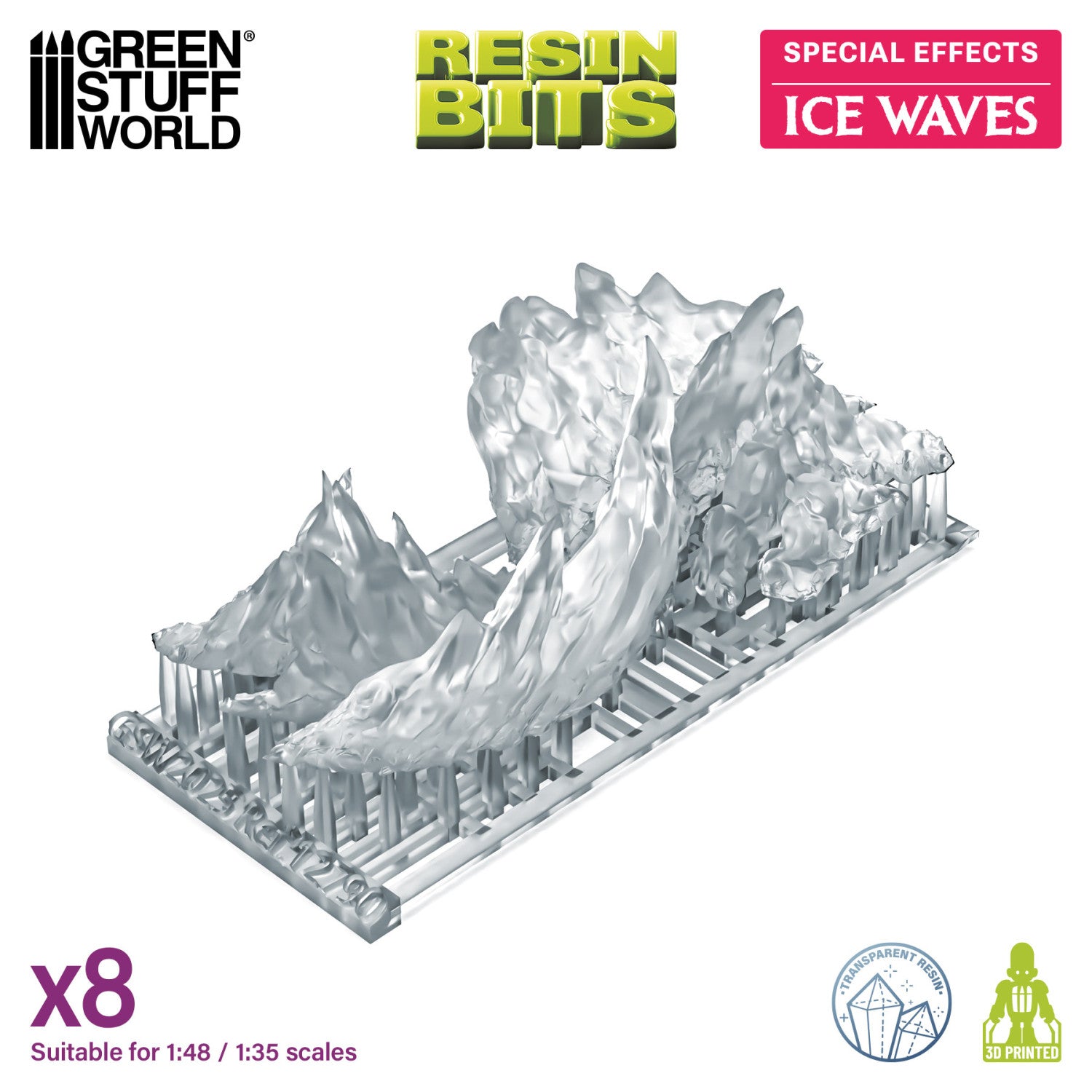 Resin Bits: Special Effects - 1:48-1:35 Ice Waves - 8pc | Buy Online from The Home Crafters