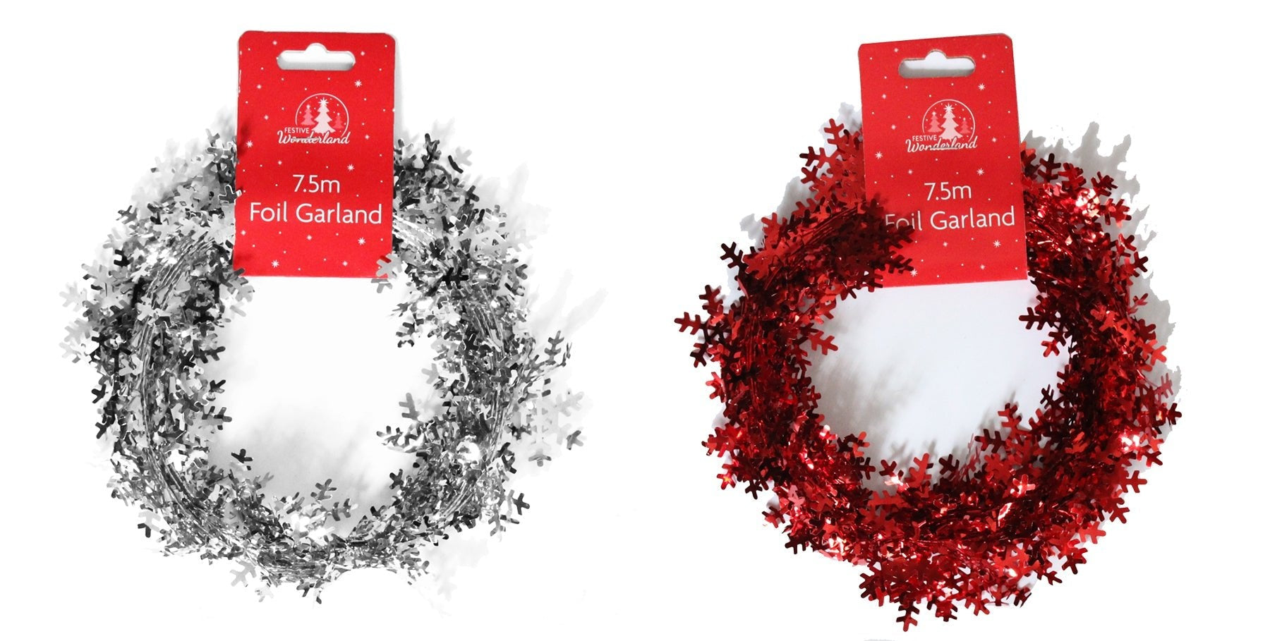 Christmas Snowflake Tinsel Garland - 7.5m | Buy Online from The Home Crafters