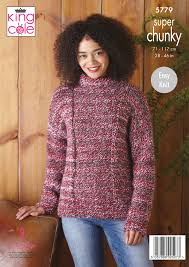 King Cole Ladies Sweater & Cardigan Knitting Pattern 5779 - Super Chunky