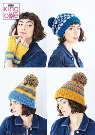 King Cole Ladies Accessories, Scarf, Hats, Hand Warmers Knitting Pattern 5861 - Chunky | Buy Online from The Home Crafters