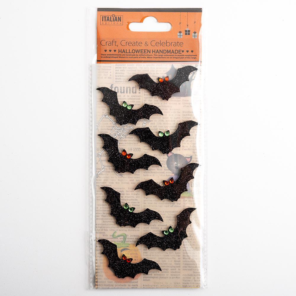 Halloween Handmade: Glitter Bats Topper Stickers - 8pc | Buy Online from The Home Crafters